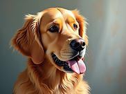 Oil painting portrait of a golden retriever