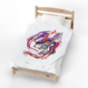 Velveteen Plush Blanket — Colorful Guitarist Art Throw for Music Lovers