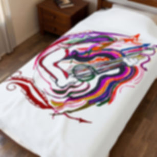 Velveteen Plush Blanket — Colorful Guitarist Art Throw for Music Lovers