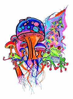 Mushroom with frogs