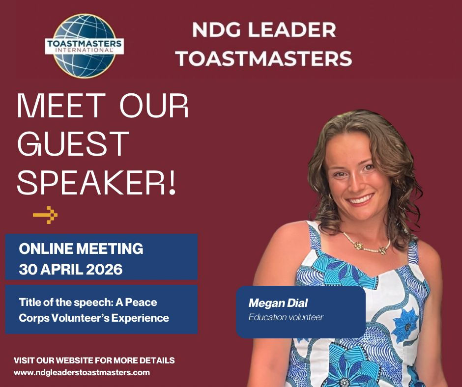 NDG Leader Toastmasters Welcomes Guest Speaker Megan Dial