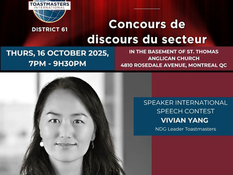 Vivian Yang competes in the International Speech Contest Category