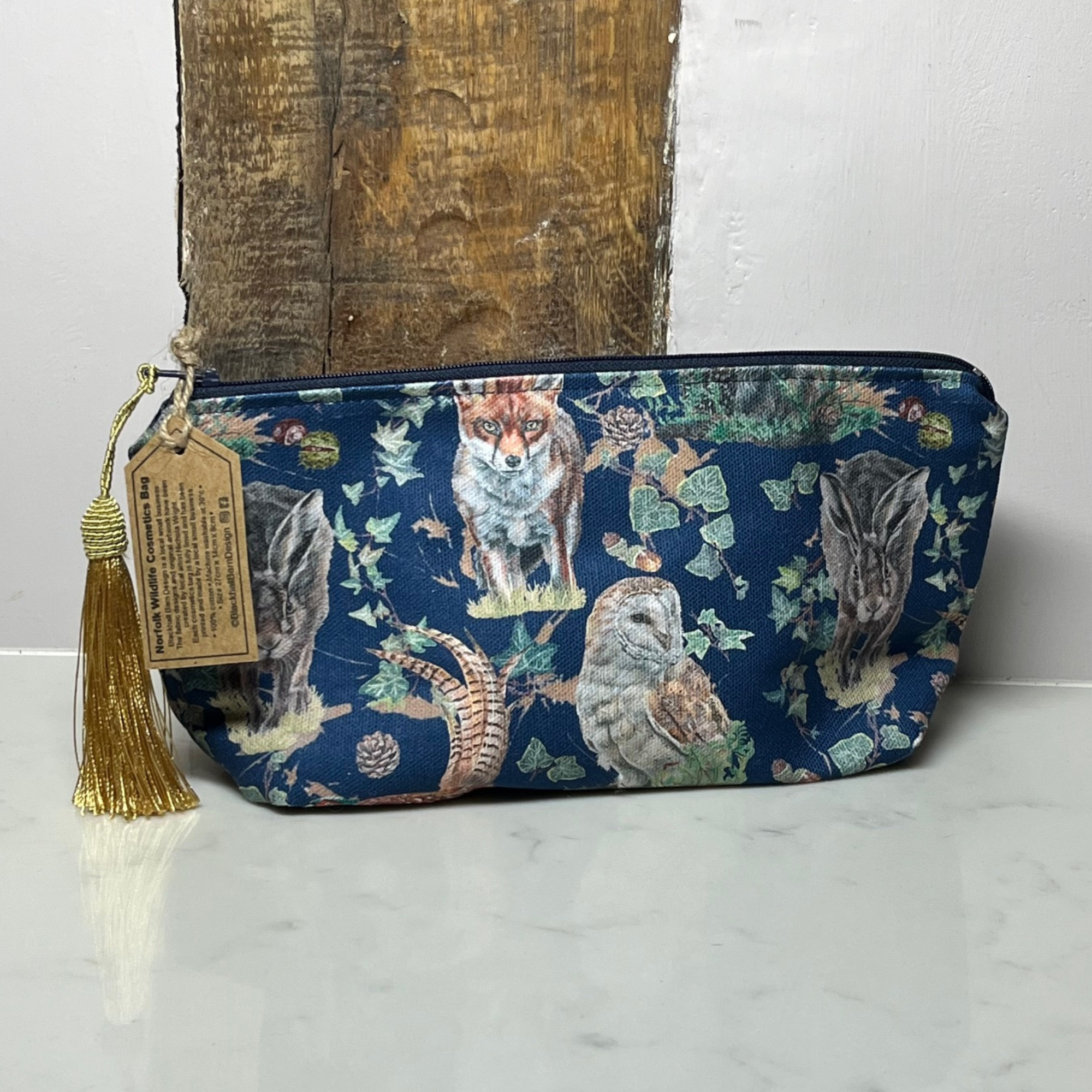 Norfolk Wildlife Navy Cosmetics Bag