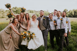 Taupe Bridesmaids and Sunflower