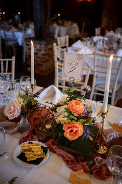 Moody botanical table designs at a Cantley House wedding