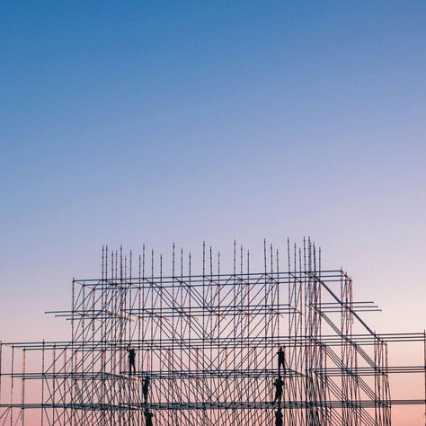 the steel framework of a building