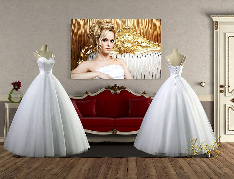 NOVIA INFANTA | Vestido de novia outlet de corte cenicienta y con tirantes