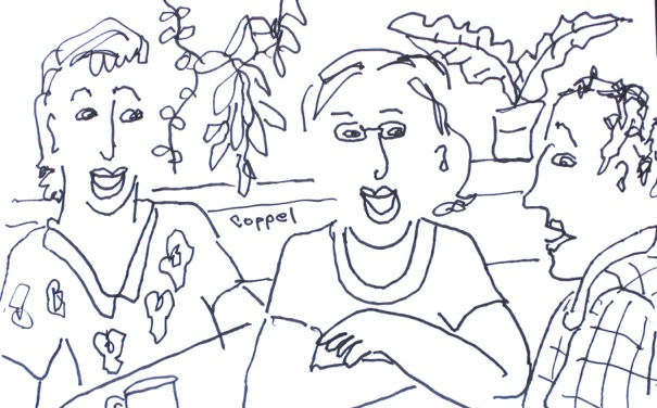"Tell Me if You Heard This Before" Ink Drawing,  4 1/2 " x 7"