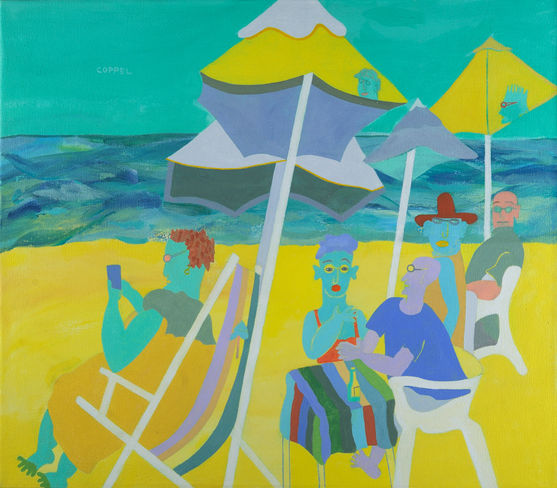 © 2018 "Under the Umbrellas"  acrylic  28”x32”
