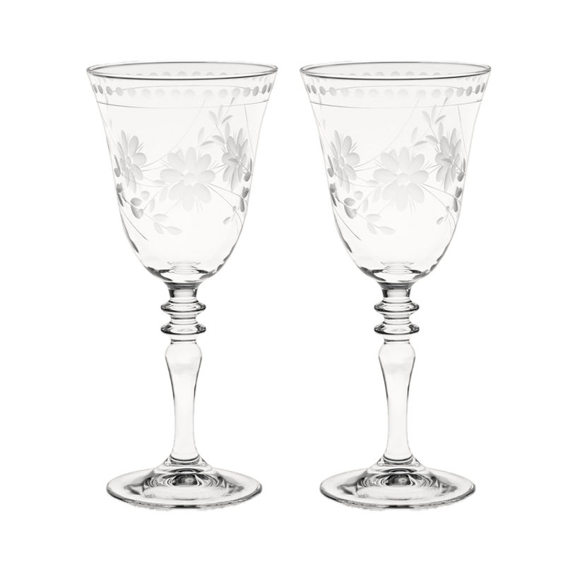 victoria etched wine glass