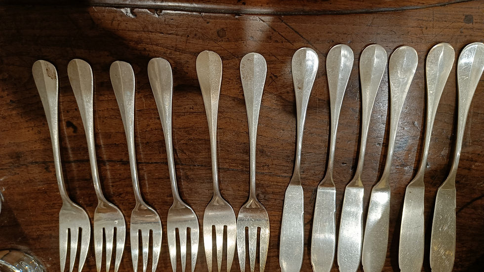 Miniature : 6 Couverts à poisson Marine Nationale, christofle en métal argenté