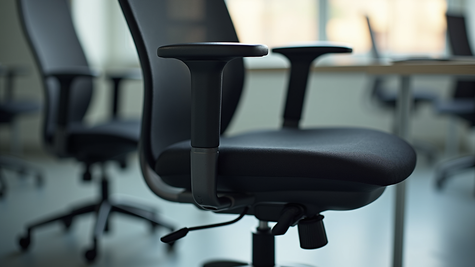 Close-up view of a lumbar support cushion on an office chair