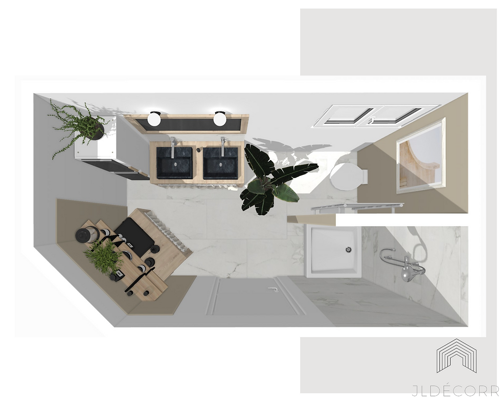 Conception 3D salle de bain - vue du haut - Jeanne Pezeril Décoratrice intérieur Tarn et Garonne