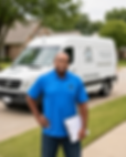 Gerald in front of white van.png