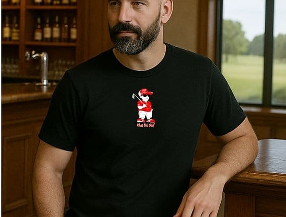 Phat Boi Golf Mens Black T-shirt with Red Logo.jpg