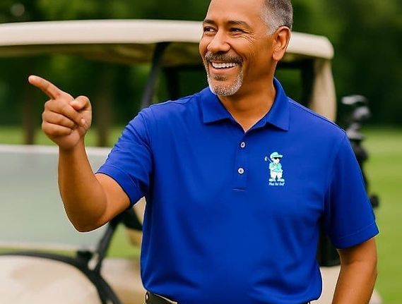 Phat Boi Golf Mens Blue Polo Shirt with Cyan Logo.jpg