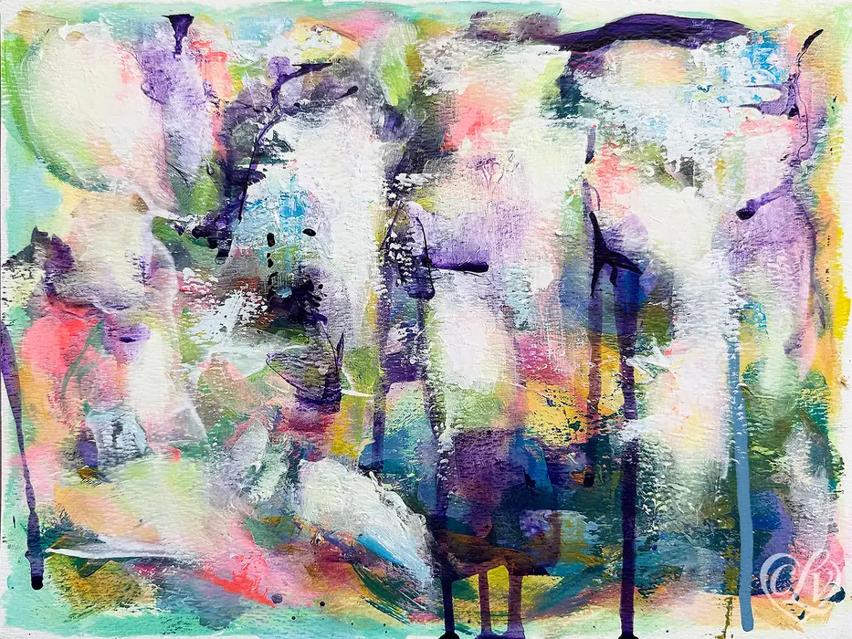 Abstract soft-hued painting expressing emotional healing and forgiveness.