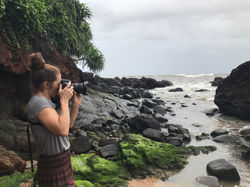 Taylor taking a photo of a beach in Canacoa, Goa, India, 2019.