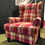 Thumbnail: Red High Back Queen Ann Chair in Tartan(2 Avail)