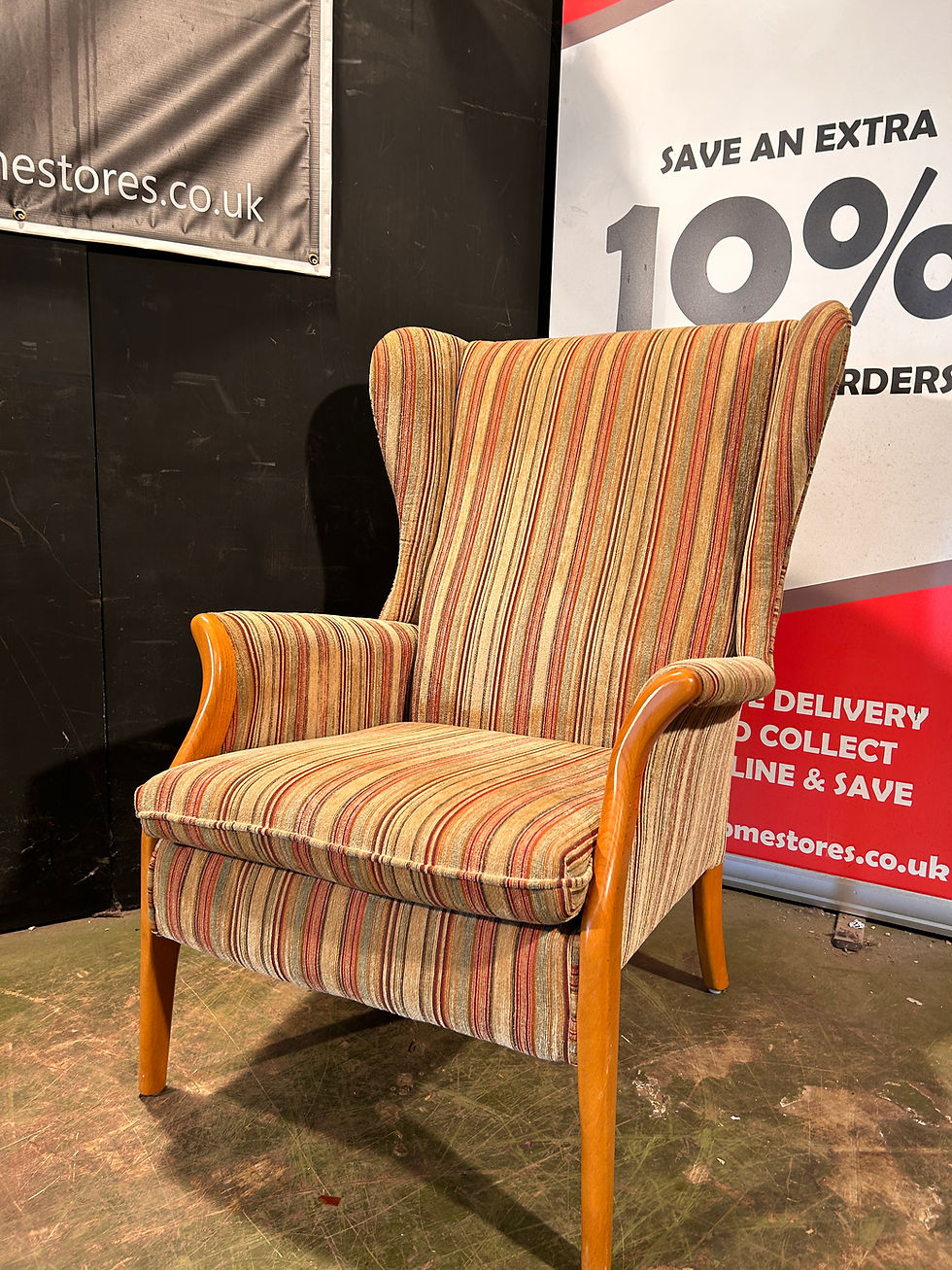 Parker Knoll Froxfield High Back Chair in Baslow Stripe Gold vintagehomestores