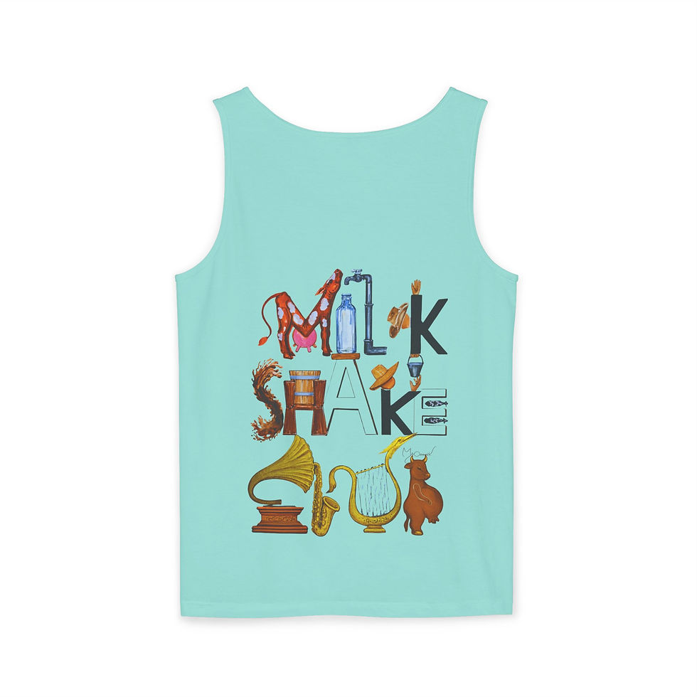 Thumbnail: Women’s Tank S-T-R-O-N-G + F-A-N (front) / M-I-L-K- S-H-A-K-E + C-L-U-B (back)