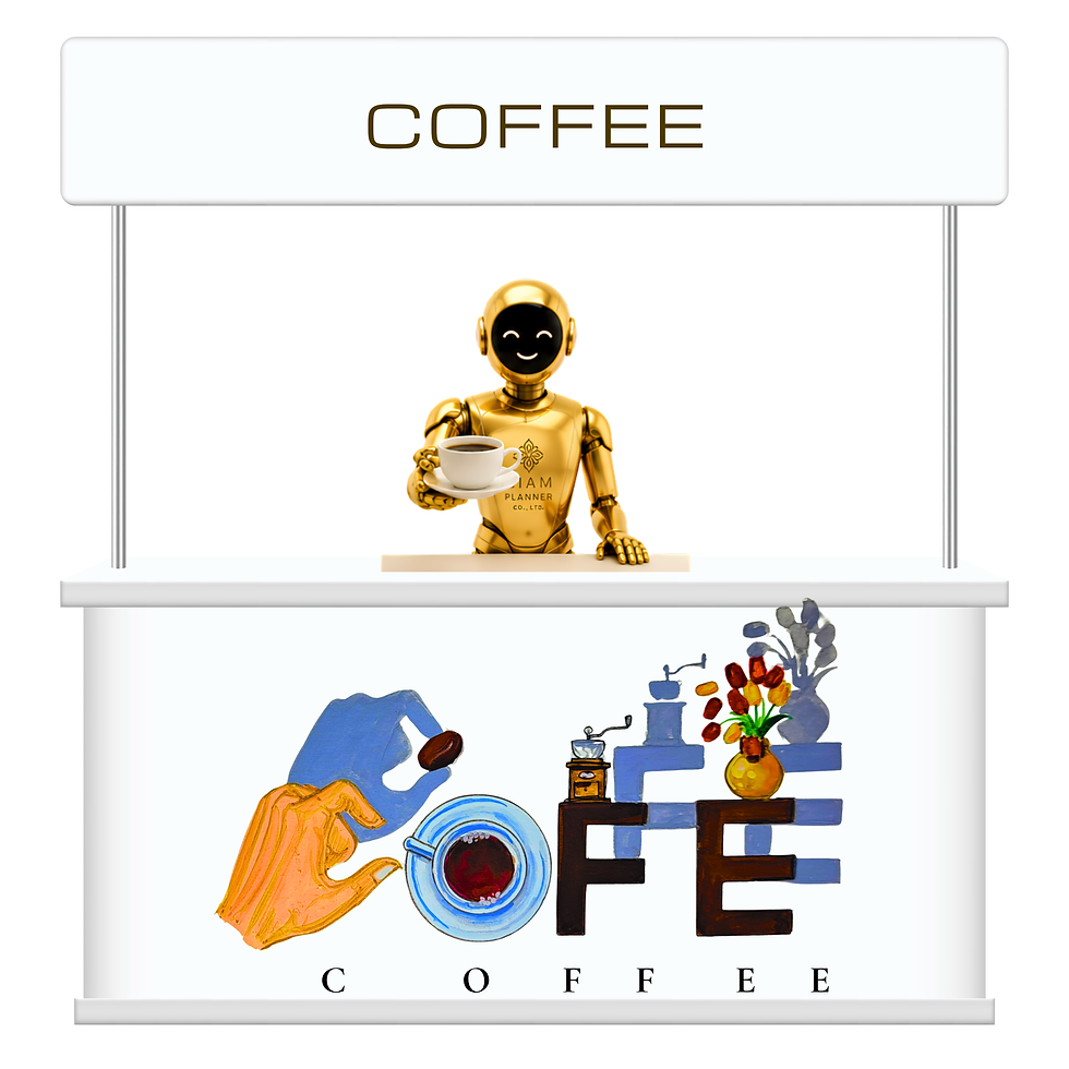 Coffee service for visitors and exhibitors at the Bangkok technology expo.