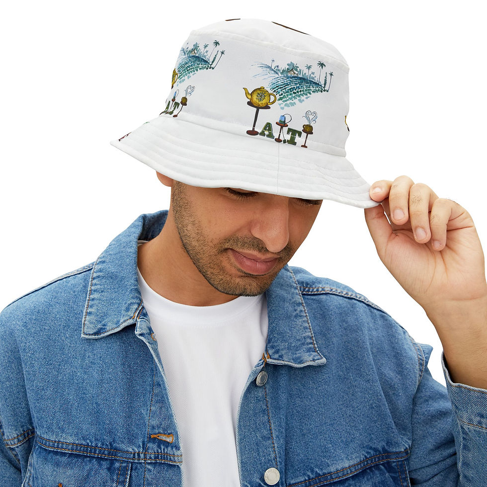 Thumbnail: P-A-R-T-Y / L-O-V-E / T-E-A  Vintage Tea Party AOP Bucket Hat – Summer Edition