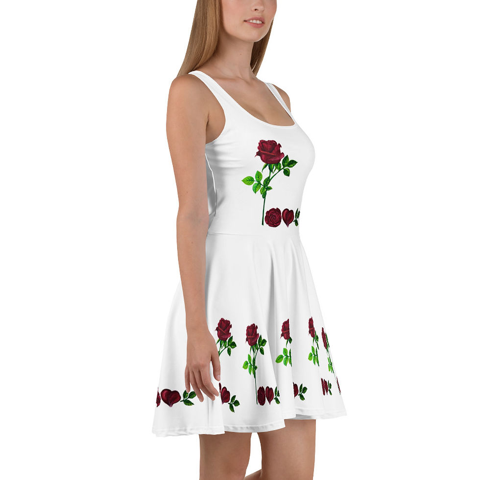 Thumbnail: L-O-V-E Skater Dress – Hand-Painted Rose Edition