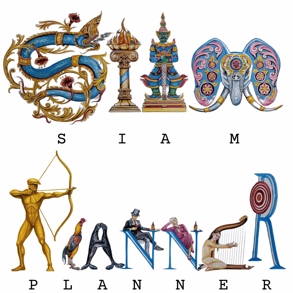 Animated Siam Planner logo artwork featuring male and female characters within the brand identity