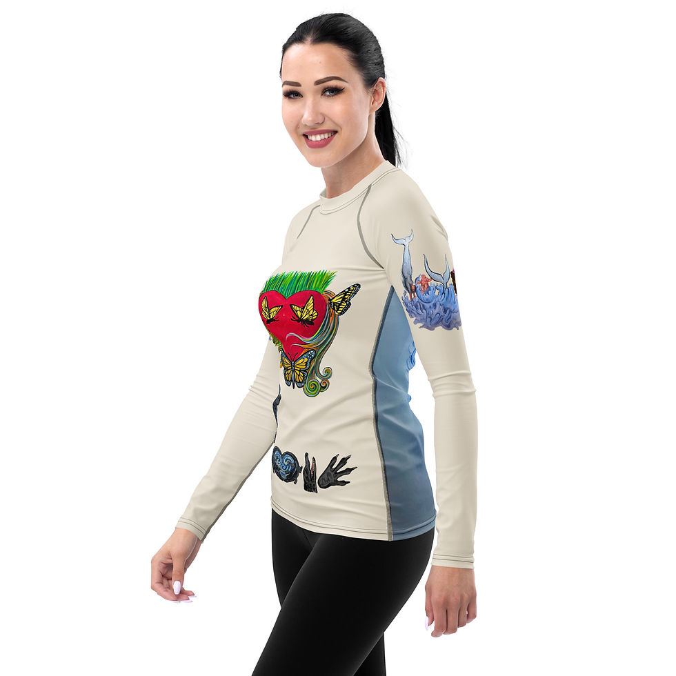 Thumbnail: Female - LOVE AID LOVE art - Women's Rash Guard