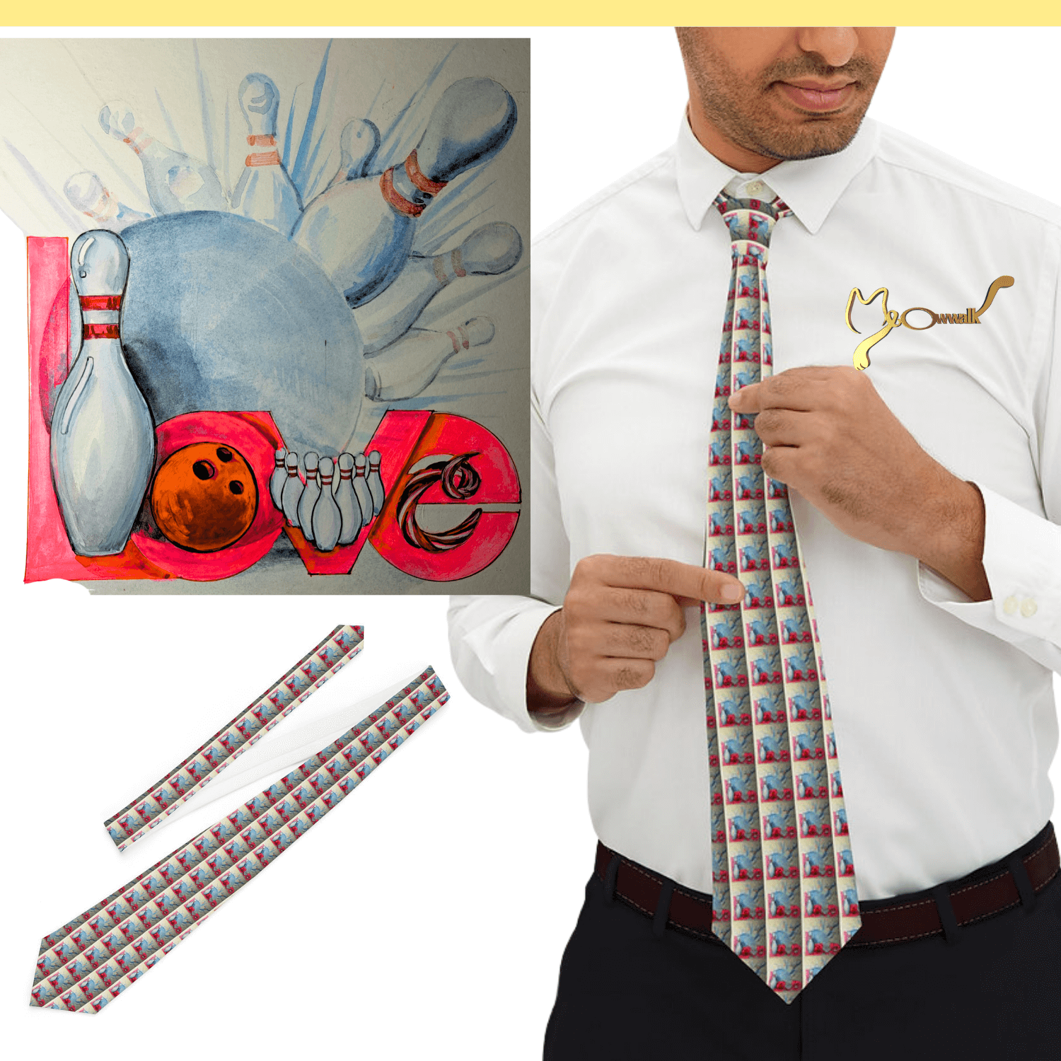 Bowling  L-O-V-E Bowling Tie