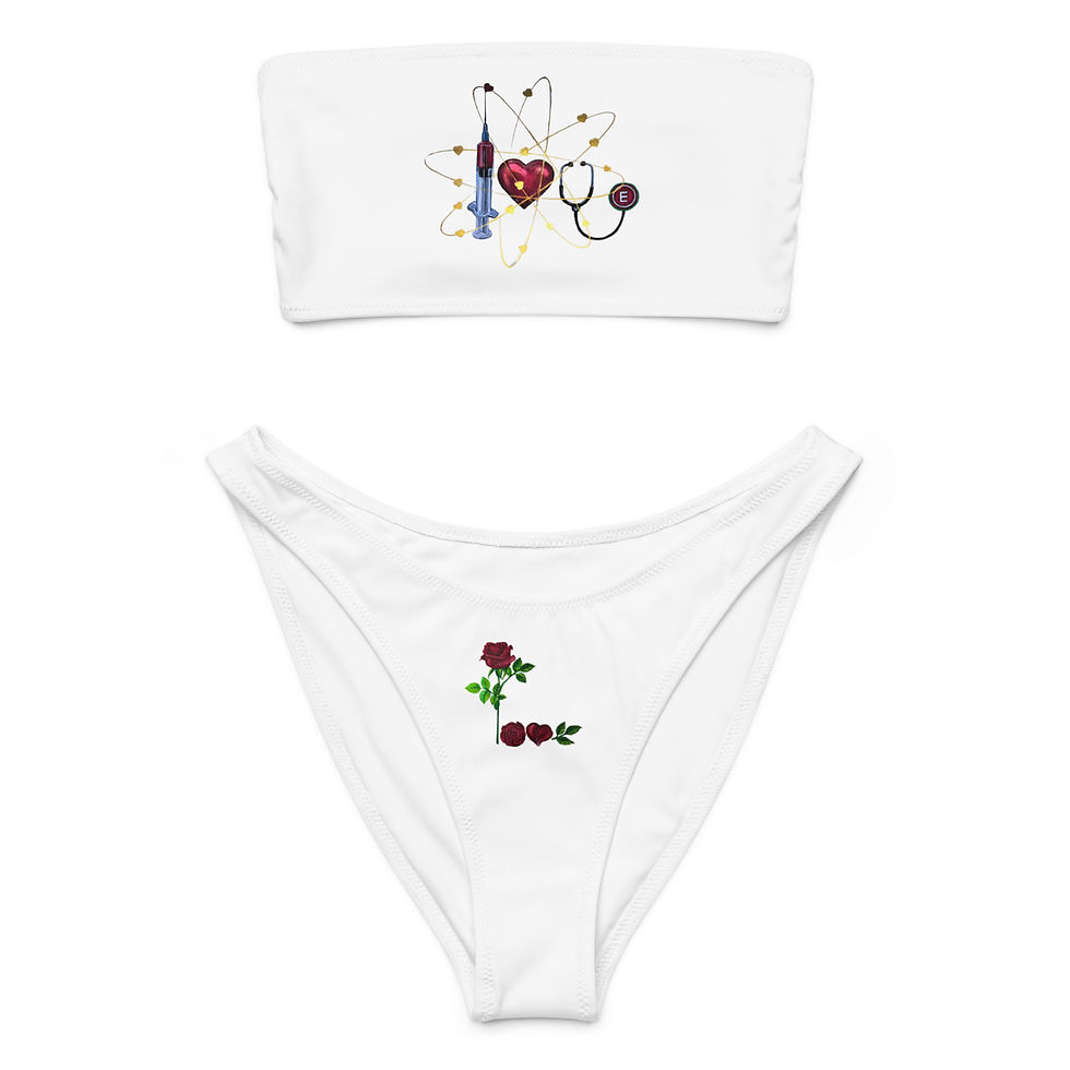 Thumbnail: L-O-V-E Bikini Set (Recycled Fabric – Bandeau Style)
