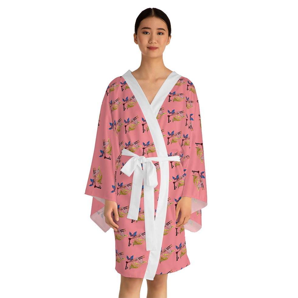 Thumbnail: V-I-P Golden Chopstick Romance Kimono Robe | Elegant Loungewear Gift for Her