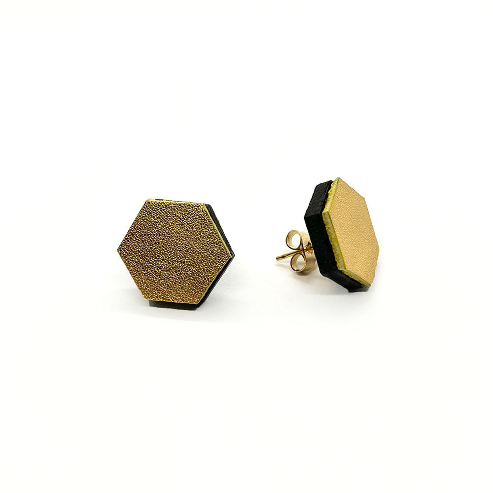 Wood & Leather Stud Earrings #05