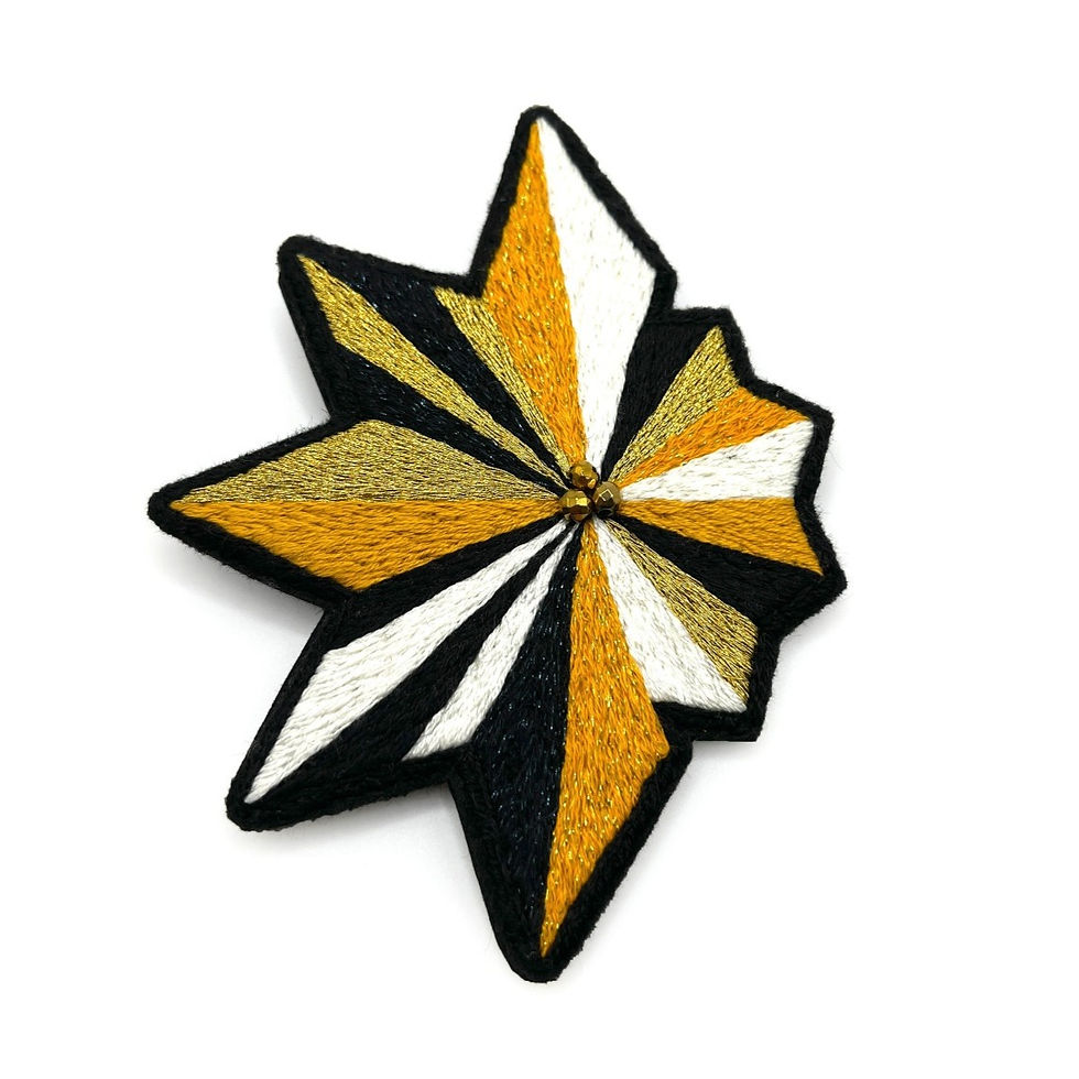 Brooch MUSVÅGE yellow-blackwhite