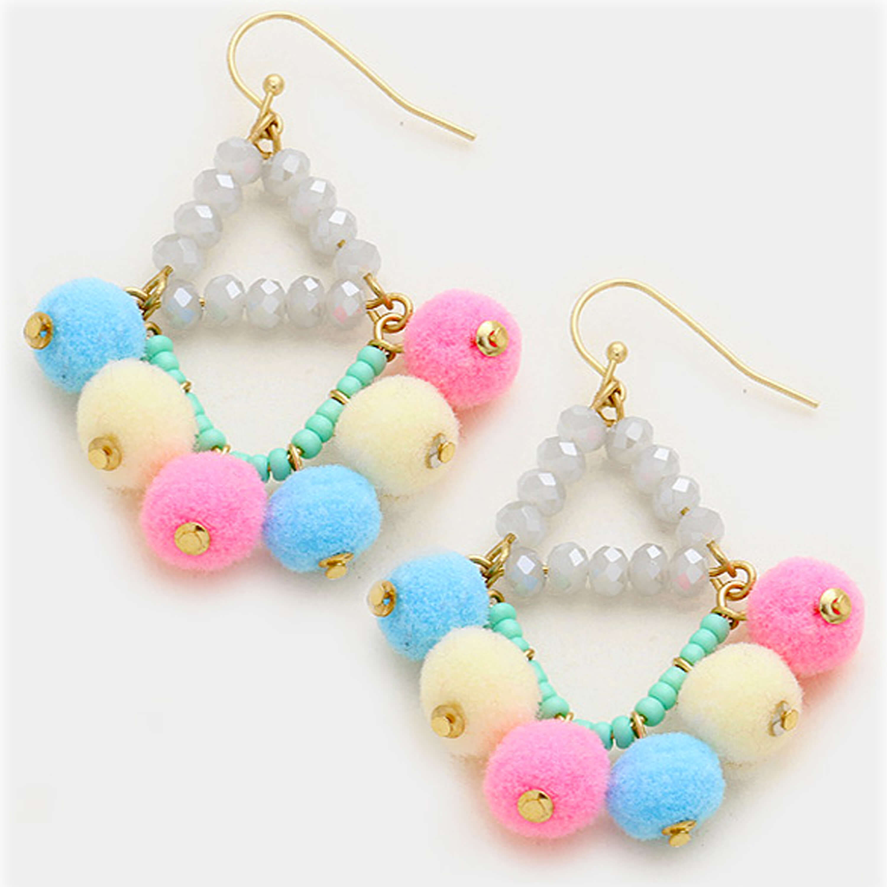 Fuzzy Small Pom Pom Hoop Earrings