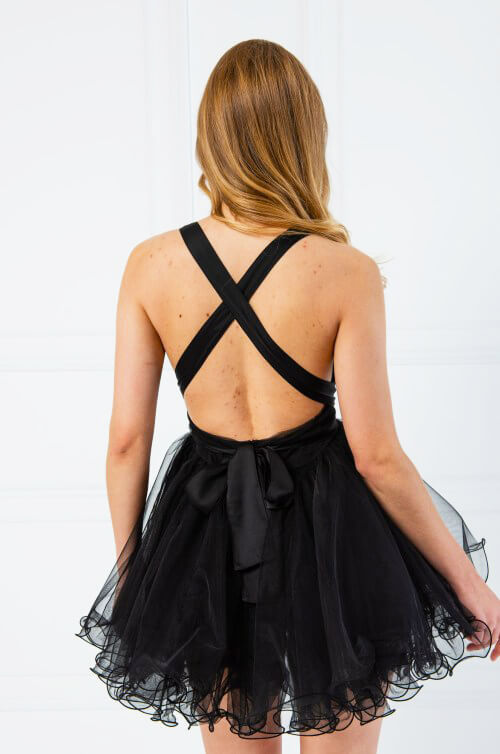 Thumbnail: Black Tulle Halter Mini Dress