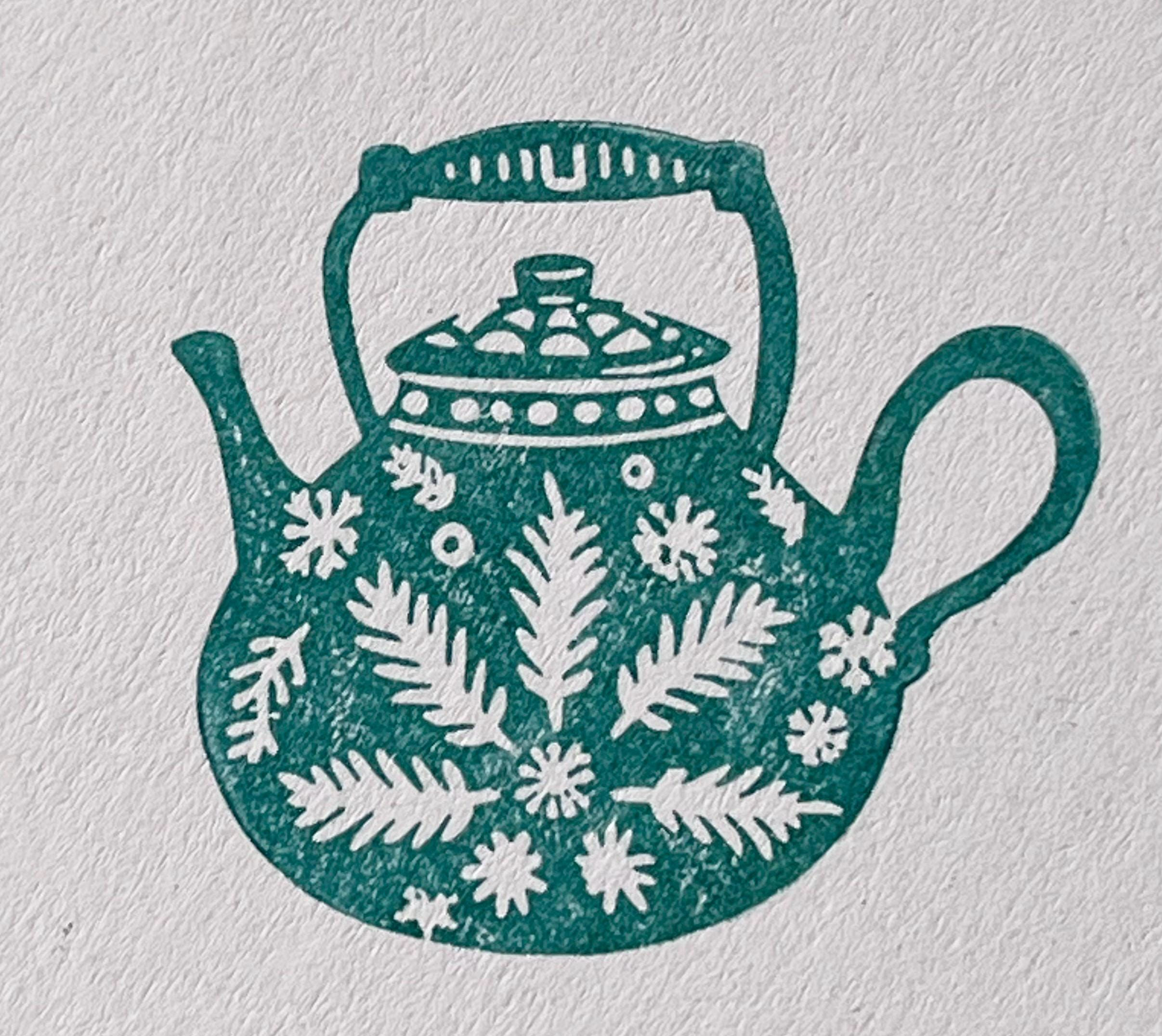 Teapot Rubber Stamp for Scrapbooking, Card Making, Crafting