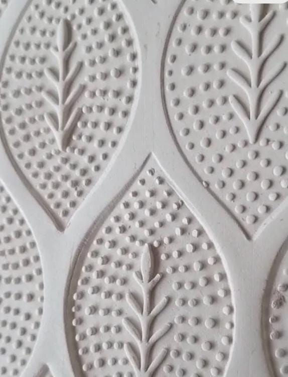 Dotted leaf stamp for Ceramics, abstract maplewood POTTERY STAMP, Woodblock, ...