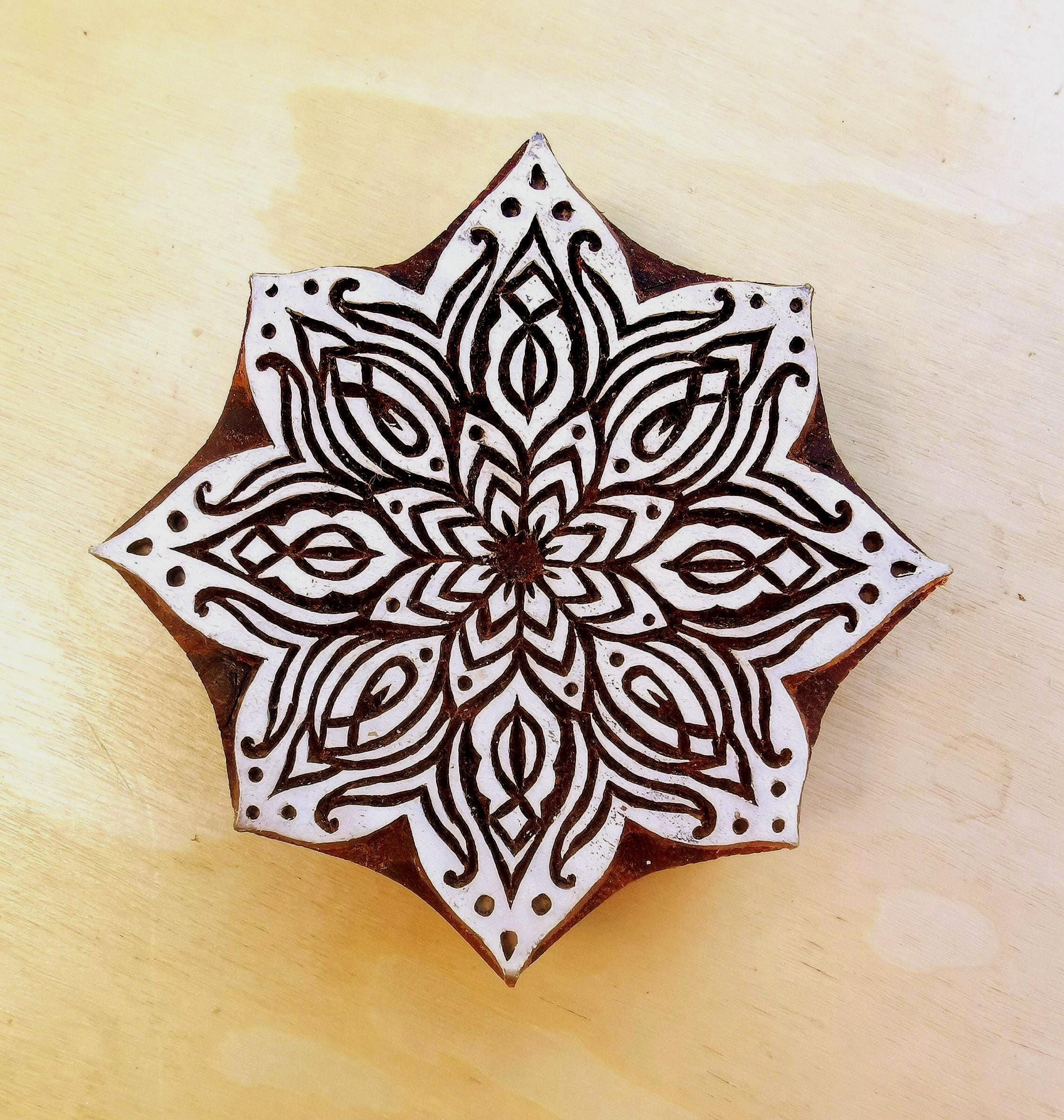Mandala Pottery Stamp for Ceramics, Woodblock, Clay, Fabric