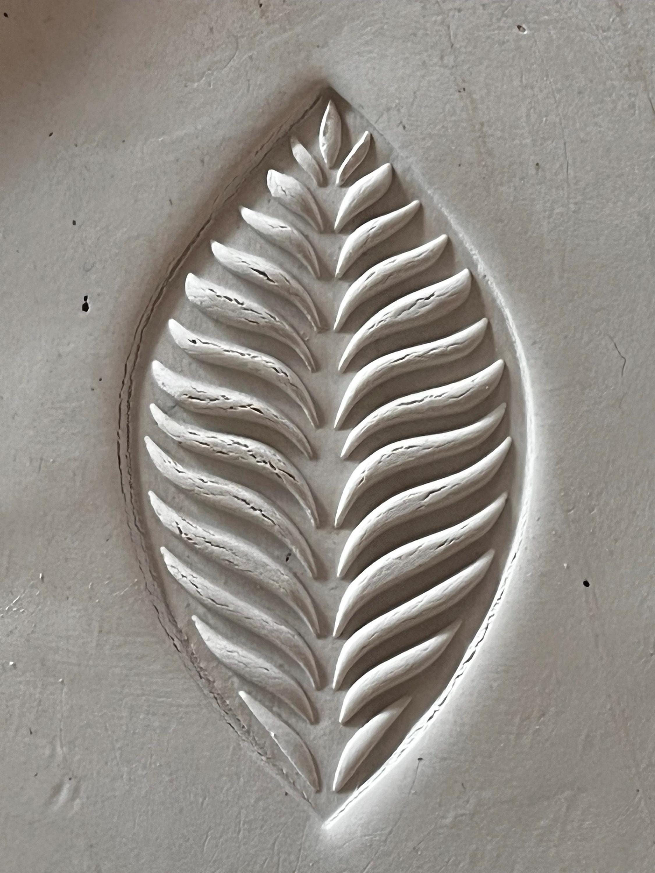Ceramic Leaf Stamp 7cm Woodblock Clay Fabric Pottery Nature Design