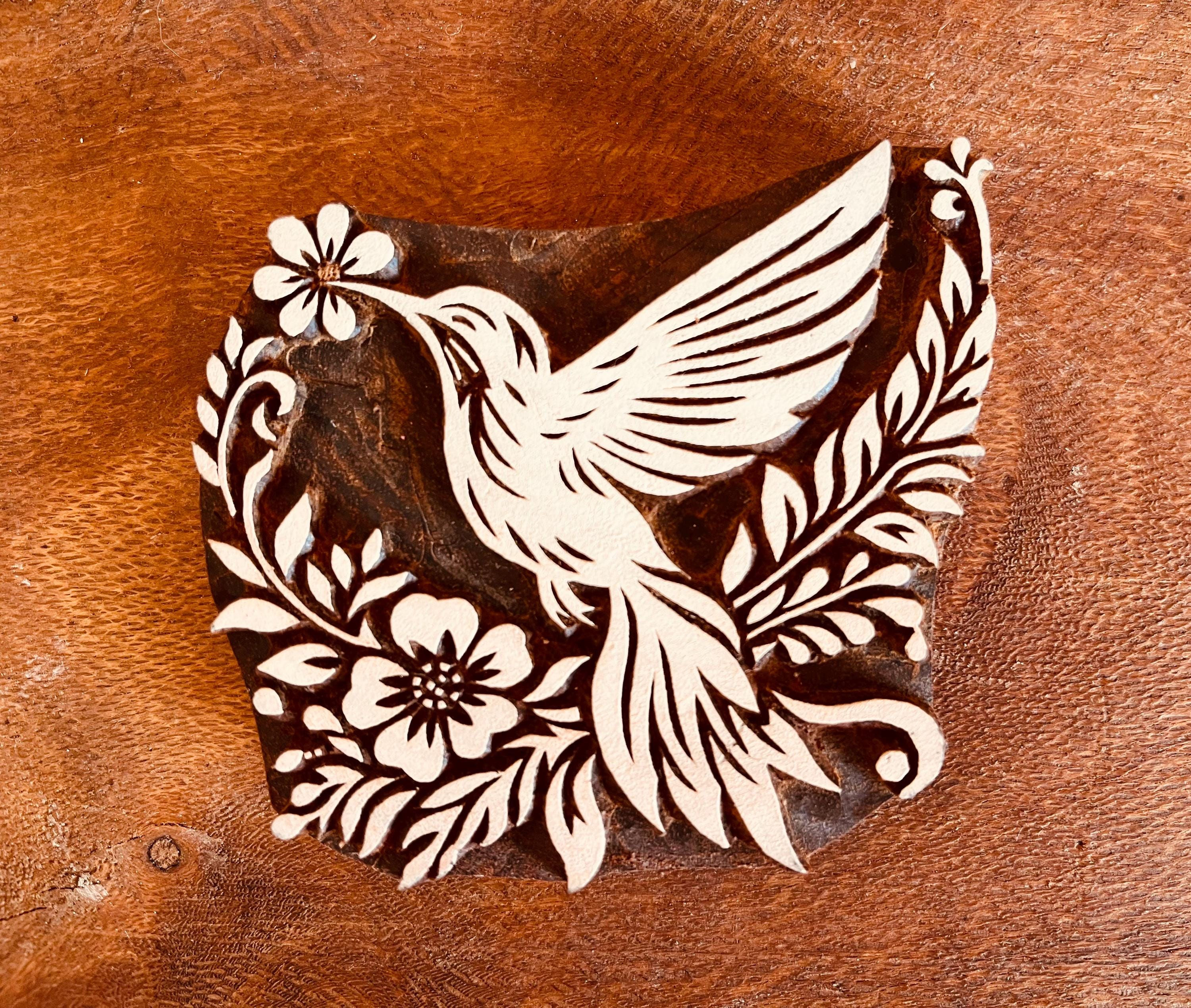 Hummingbird Flower Stamp for Ceramics, Pottery, Woodblock, Clay, Fabric