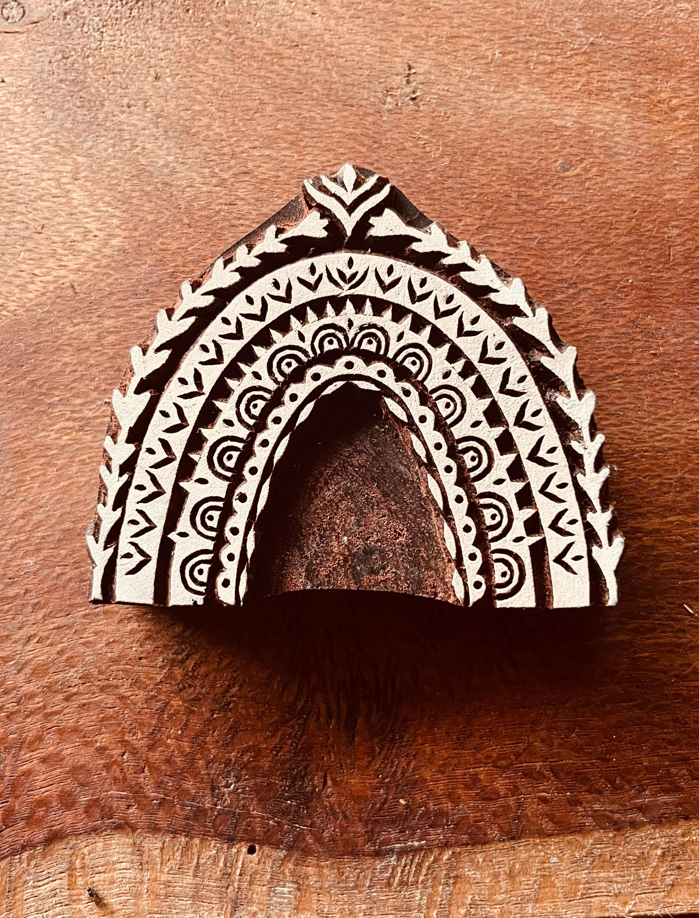 Scandinavian folk art Rainbow Stamp for Ceramics, Woodblock, Clay, fabric, Po...