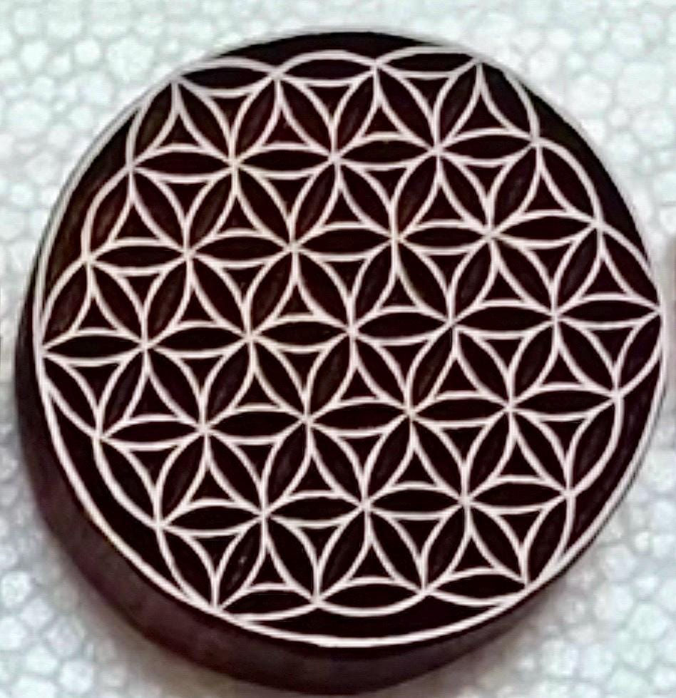 Mandala Stamp for Ceramics, Paper, Textiles, Woodblock - Forest Leaf Design