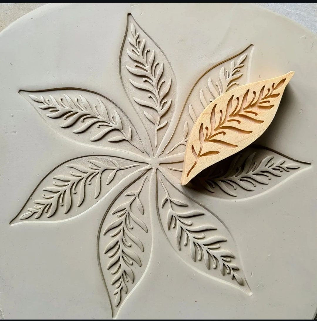 Maplewood Leaf Stamp for Ceramics, POTTERY STAMP, Woodblock, Clay, fabric.