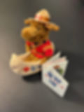 RCMP Collectible Plush Moose in Canoe. Vintage! Measures 4 wide x 4 high