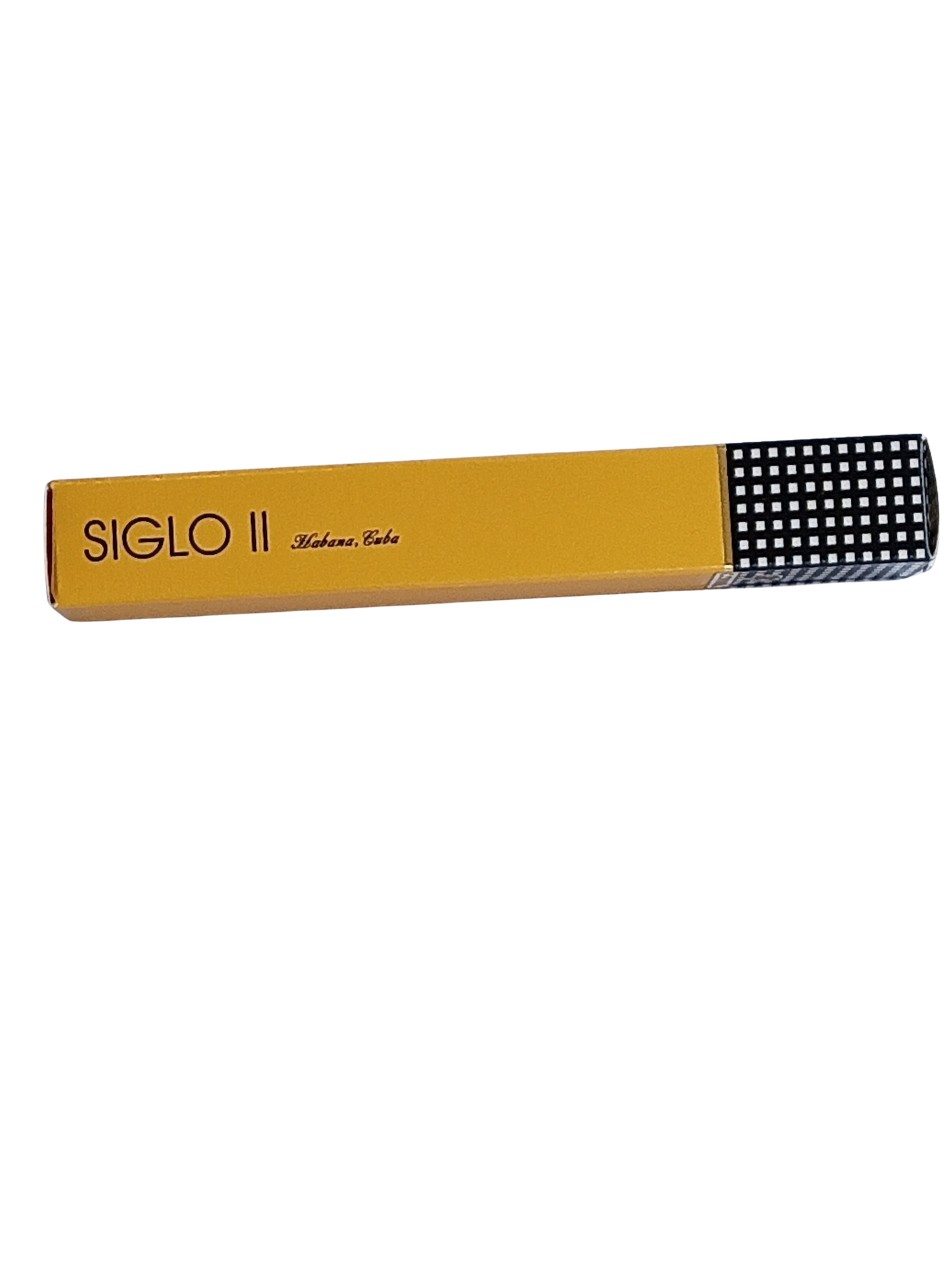 Cohiba Siglo II cigar tube against a black background