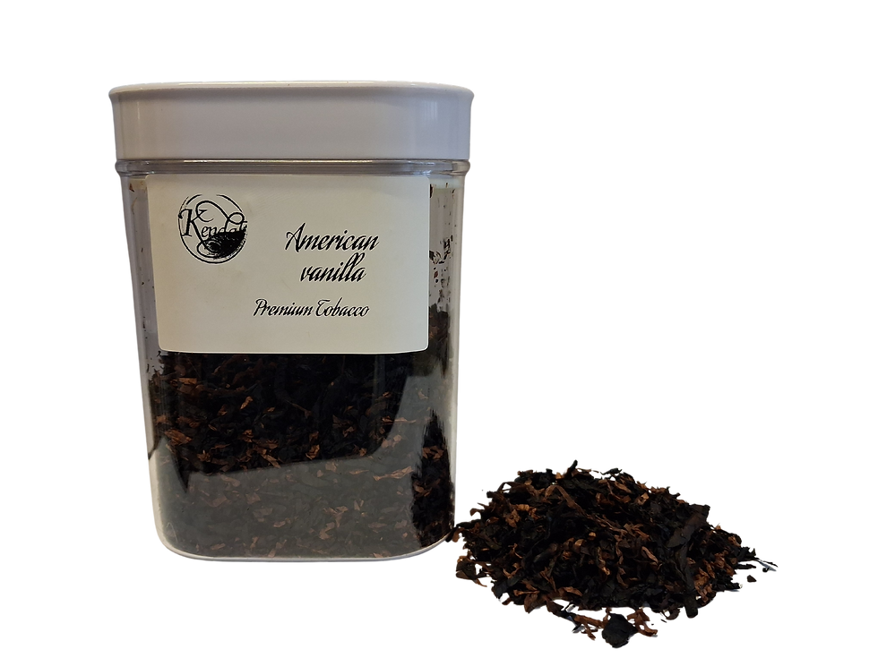 American Vanilla Premium Tobacco in a clear container.