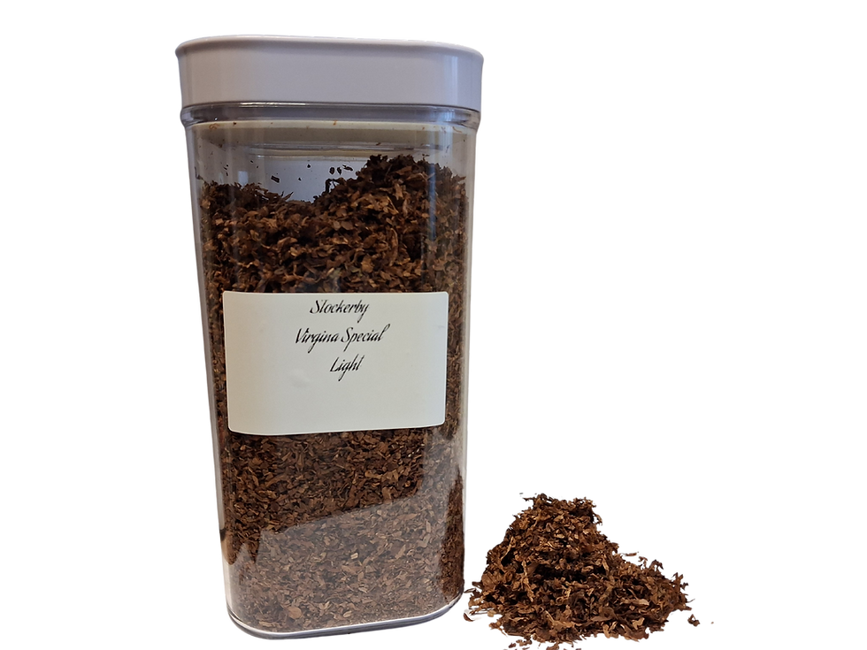 Virgina Special Light tobacco in a clear container