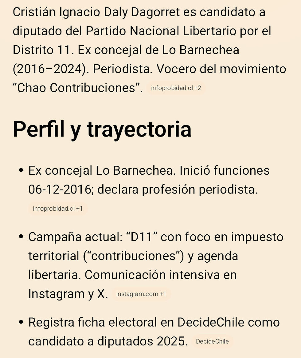 Daly fue Concejal por Chile Vamos. Hoy es Nacional Libertario